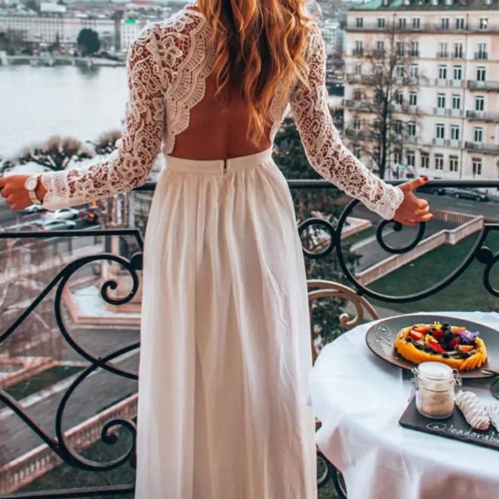 Lulu's Awaken My Love Long Sleeve Lace Maxi Dress